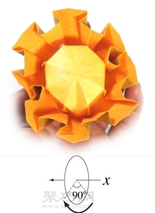 Step by step illustration of handmade origami octagonal crown