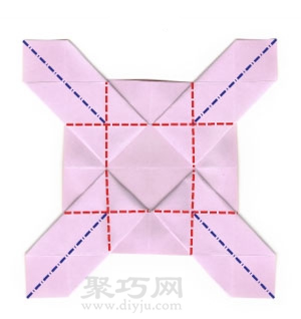 Simple illustration of origami pinwheel envelope