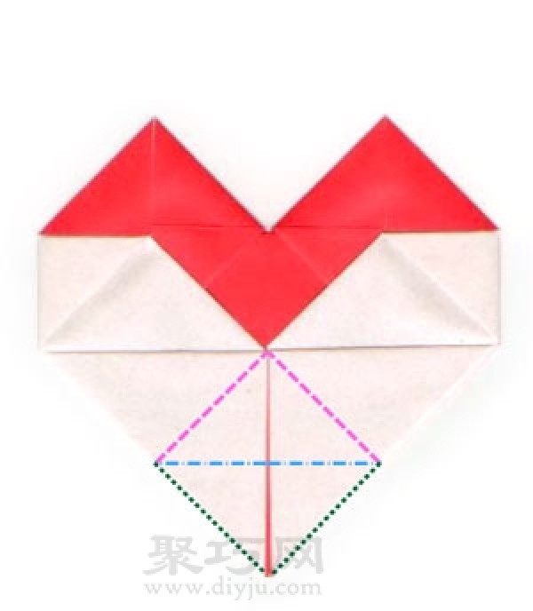 Origami heart with stand tutorial illustration