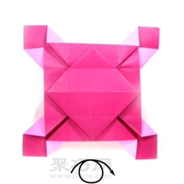 Simple illustration of origami pinwheel envelope