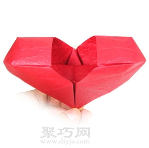 Simple illustration of handmade origami heart-shaped box