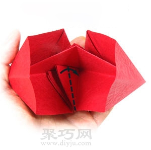 Simple illustration of handmade origami heart-shaped box