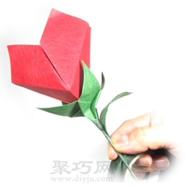 Origami Heart-Shaped Rose Tutorial Illustration for Valentines Day