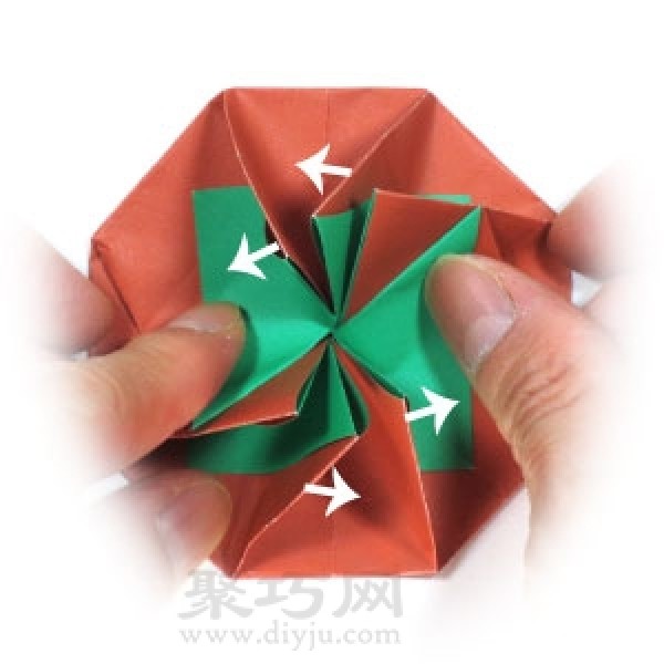 Illustration of how to fold handmade origami round envelopes