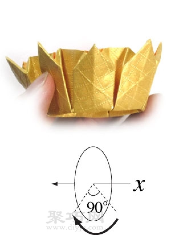 Step by step illustration of handmade origami octagonal crown