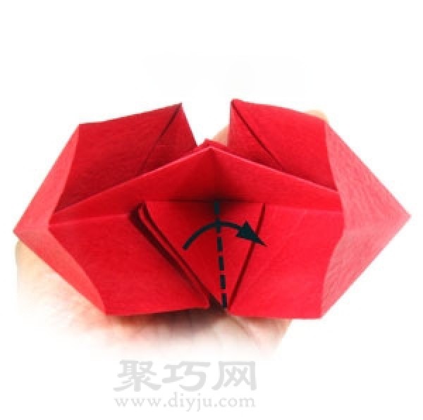 Simple illustration of handmade origami heart-shaped box