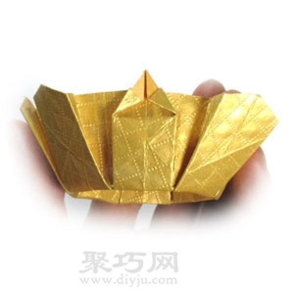 Step by step illustration of handmade origami octagonal crown