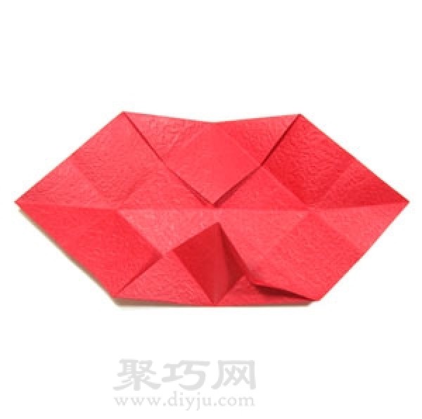 Simple illustration of handmade origami heart-shaped box