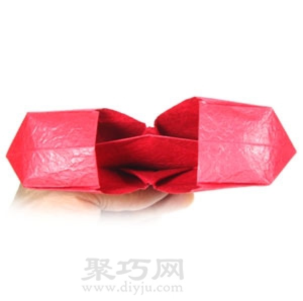 Simple illustration of handmade origami heart-shaped box