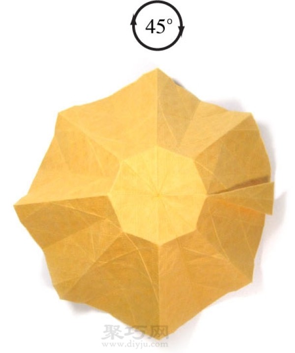 Step by step illustration of handmade origami octagonal crown