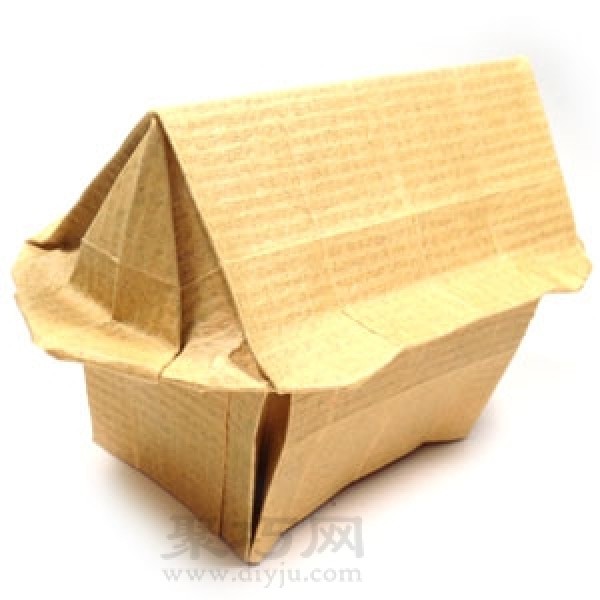 Origami three-dimensional small house tutorial illustration