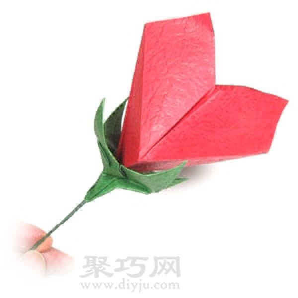 Origami Heart-Shaped Rose Tutorial Illustration for Valentines Day