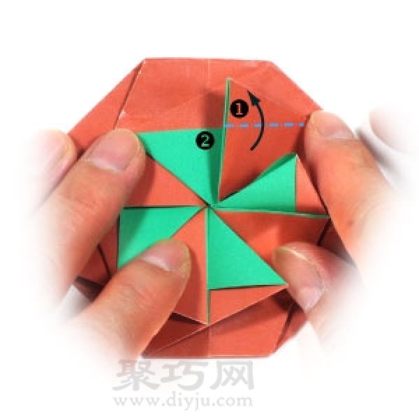 Illustration of how to fold handmade origami round envelopes