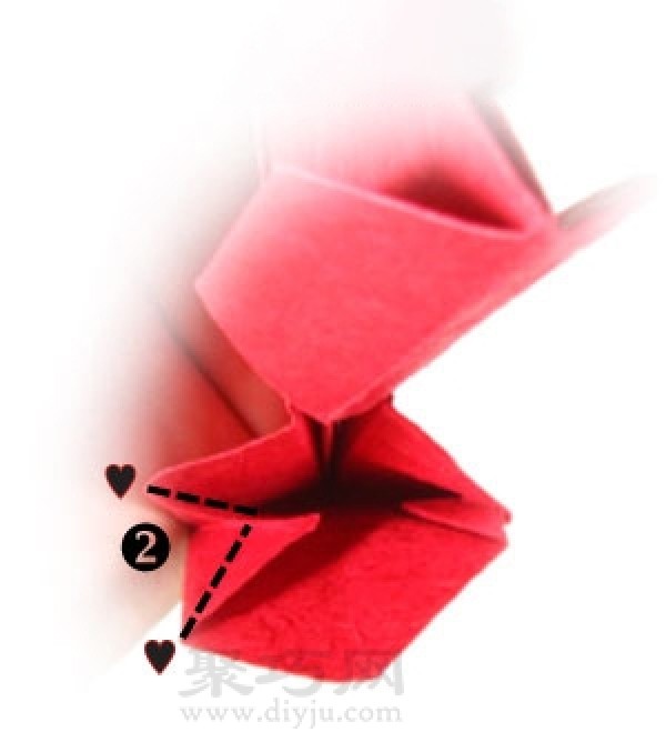 Simple illustration of handmade origami heart-shaped box