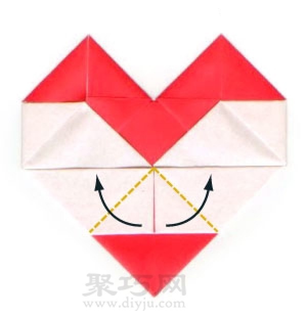 Origami heart with stand tutorial illustration