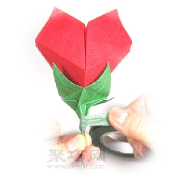 Origami Heart-Shaped Rose Tutorial Illustration for Valentines Day