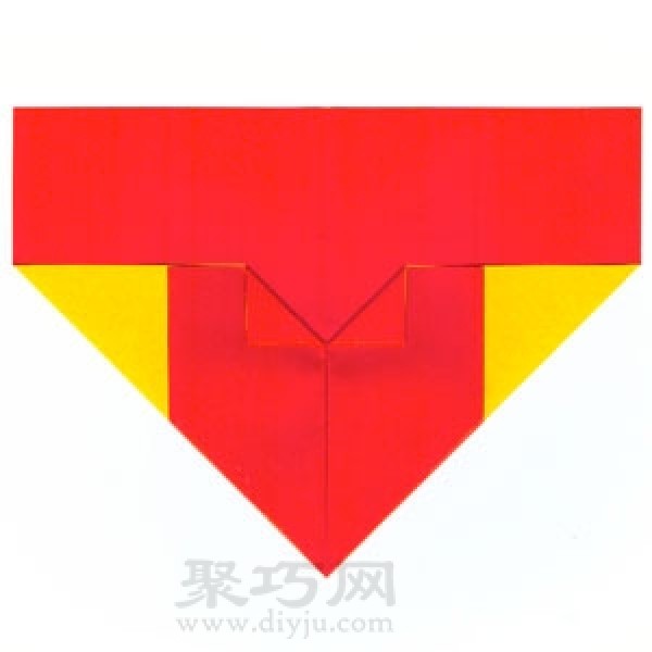 Illustration of heart-shaped origami tutorial with arrow through heart