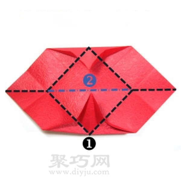 Simple illustration of handmade origami heart-shaped box