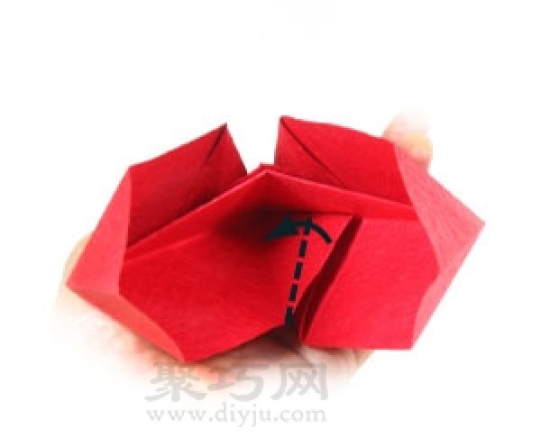 Simple illustration of handmade origami heart-shaped box