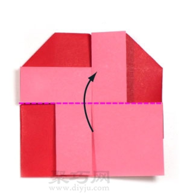 Illustrated origami tutorial for pinwheel-shaped envelope