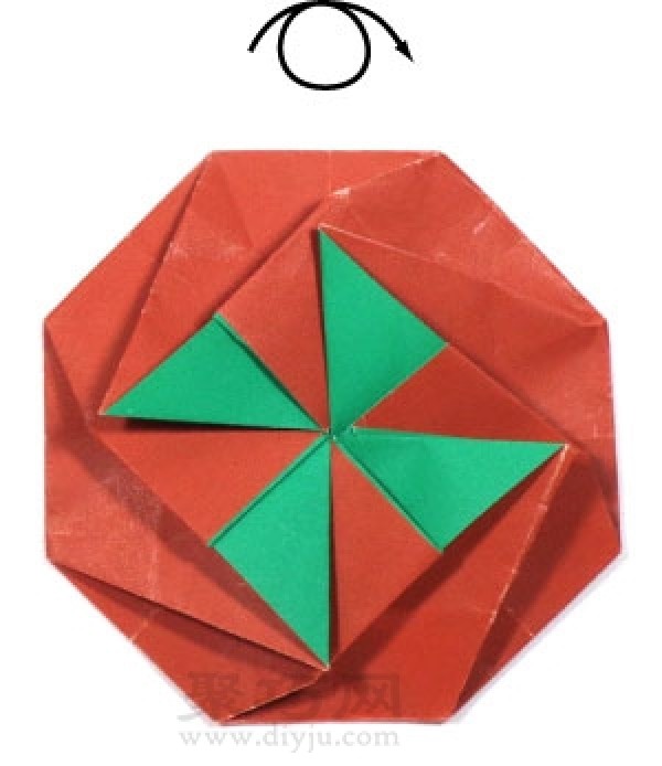 Illustration of how to fold handmade origami round envelopes