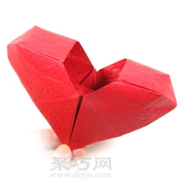 Simple illustration of handmade origami heart-shaped box