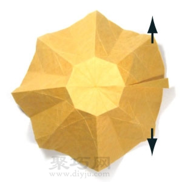 Step by step illustration of handmade origami octagonal crown