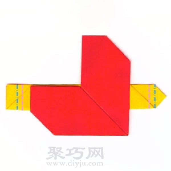 Illustration of heart-shaped origami tutorial with arrow through heart