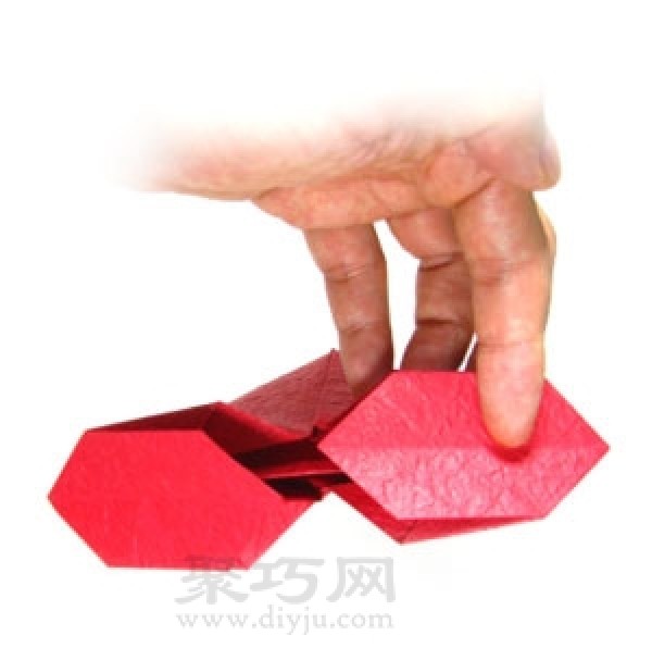 Simple illustration of handmade origami heart-shaped box