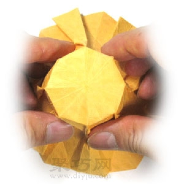 Step by step illustration of handmade origami octagonal crown