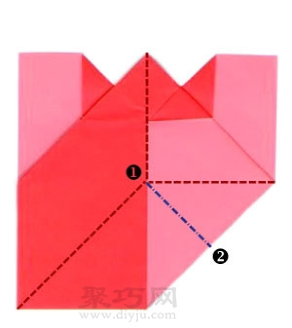 Origami Heart with Two Legs Illustrated Tutorial