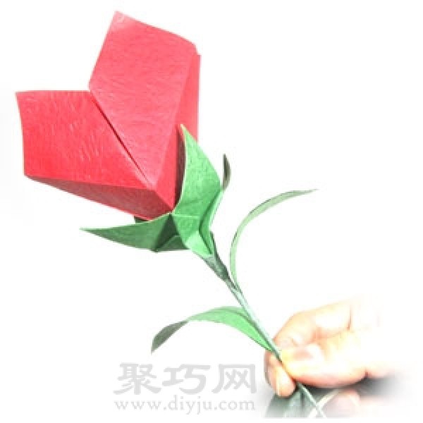 Origami Heart-Shaped Rose Tutorial Illustration for Valentines Day