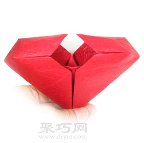 Simple illustration of handmade origami heart-shaped box