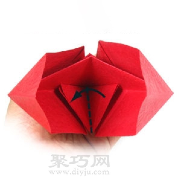 Simple illustration of handmade origami heart-shaped box