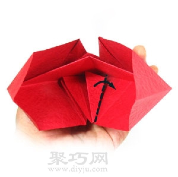 Simple illustration of handmade origami heart-shaped box