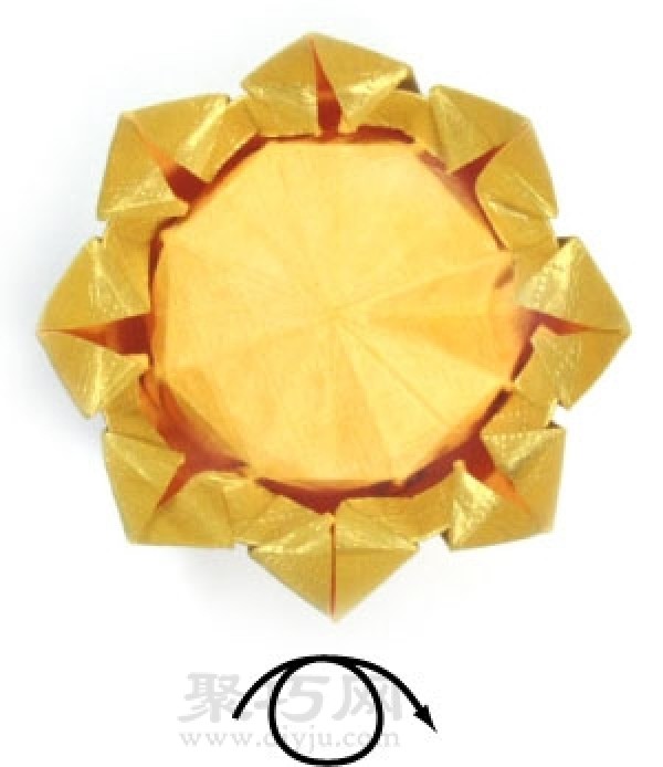 Step by step illustration of handmade origami octagonal crown