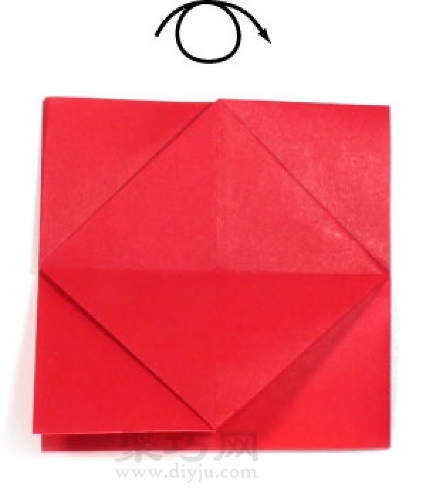 Illustrated origami tutorial for pinwheel-shaped envelope