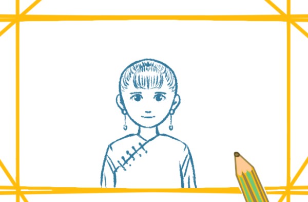 Simple drawing of beautiful ancient style woman