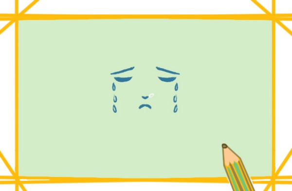 Simple drawing of little girl crying