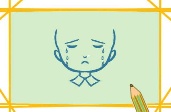 Simple drawing of little girl crying