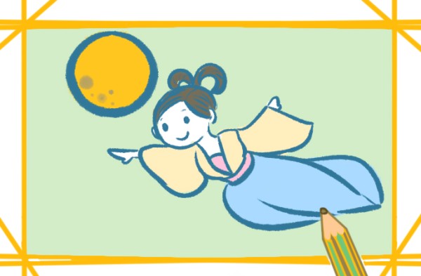 Simple drawing of flying Chang'e