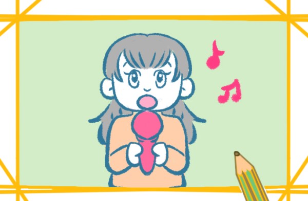 Simple drawing of singing girl