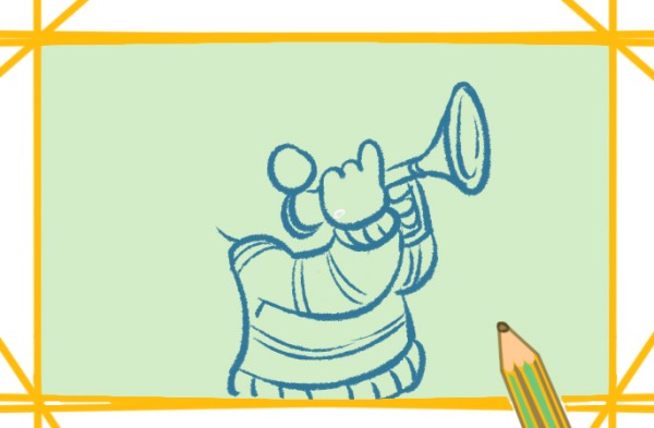 Simple drawing of a boy playing trumpet