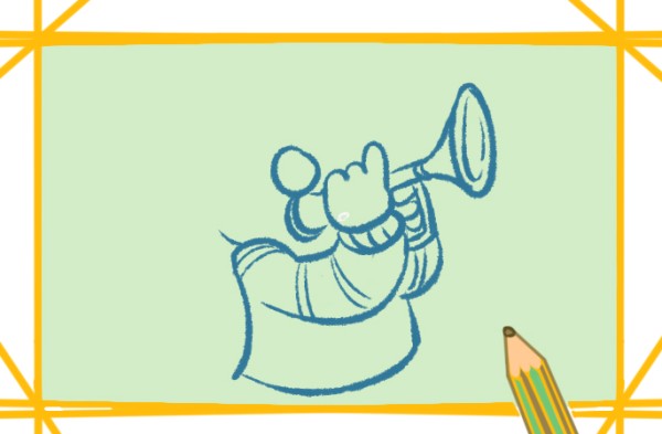 Simple drawing of boy playing trumpet