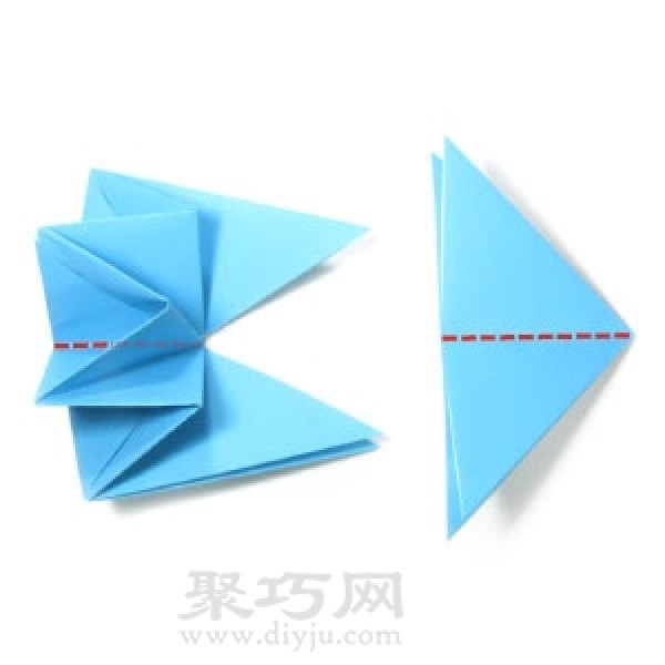 Manual origami three-dimensional five-pointed star folding steps