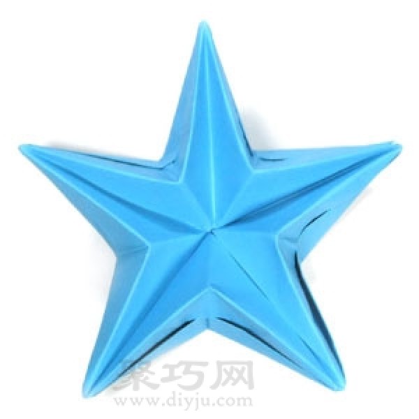 Manual origami three-dimensional five-pointed star folding steps