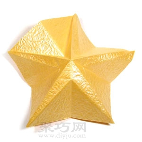 Manual origami five-pointed three-dimensional star tutorial illustration