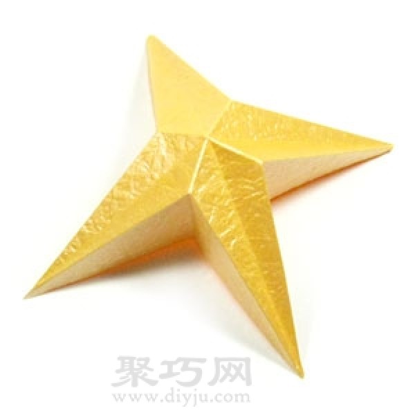 Illustration of the steps of handmade origami four-corner three-dimensional stars