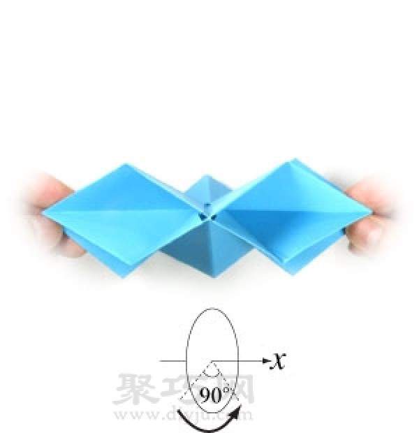 Manual origami three-dimensional five-pointed star folding steps