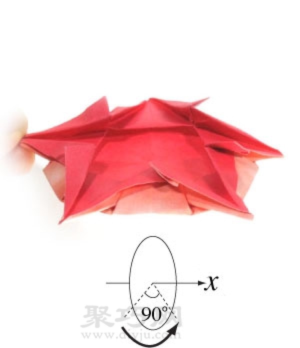 Illustration of origami pentagonal round dart